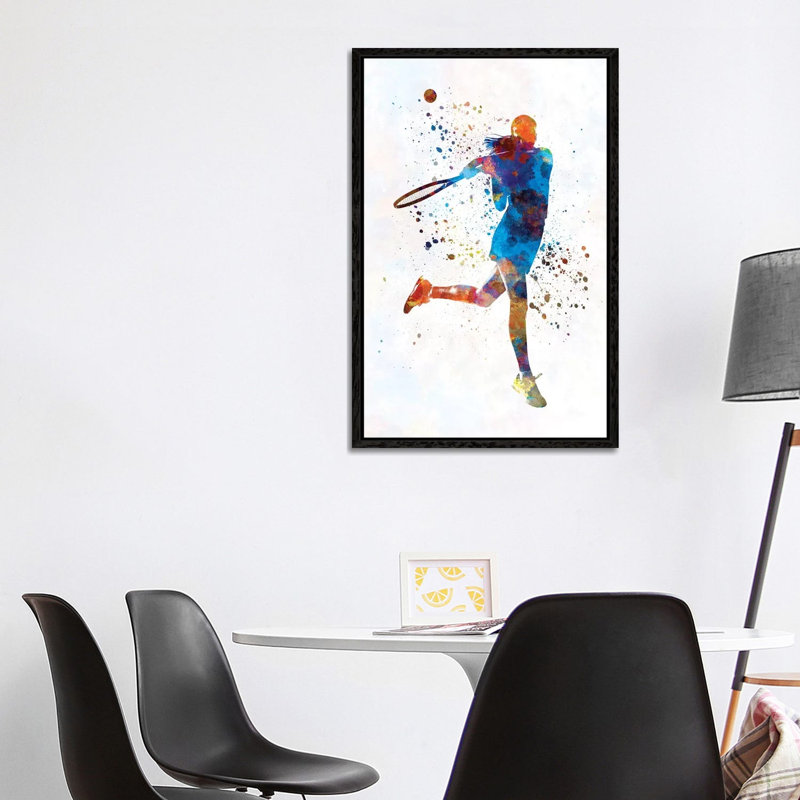 Woman Tennis Player 03 by Paul Rommer - Painting on Canvas, Black Framed, 101.6 cm H x 66.04 cm W