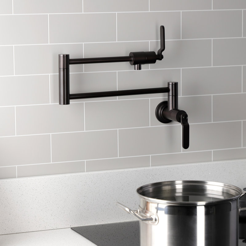 Kingston Brass Whitaker Two-Handle 1-Hole Wall Mount Pot Filler Faucet, Oil Rubbed Bronze