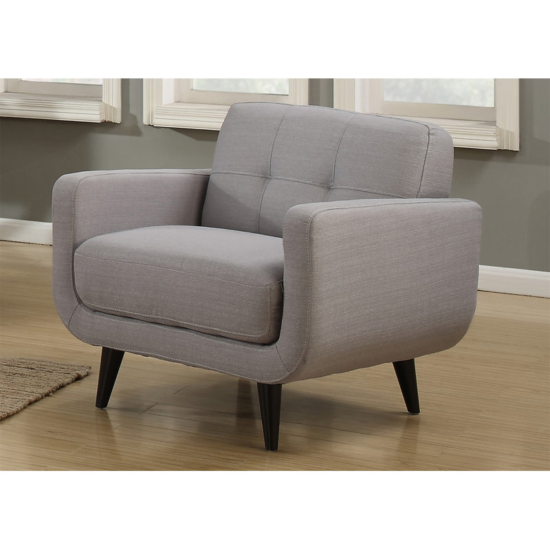 Modern Polyester Blend Fabric Accent Chair - Hardwood Frame With Quilted Detailing & Solid Wood Legs