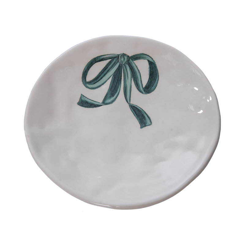 Ceramic Salad Plate Mint Bow, Green, Ceramic, Table, Kitchen, Easter, Tabletop