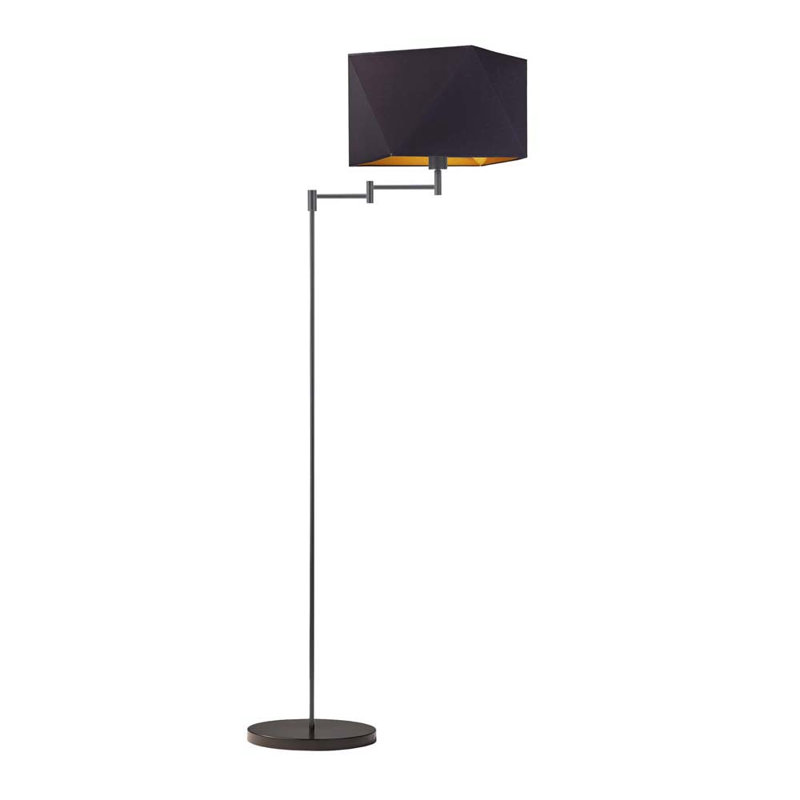 Glasper 165cm Swing Arm Floor Lamp, Matte Black, Black