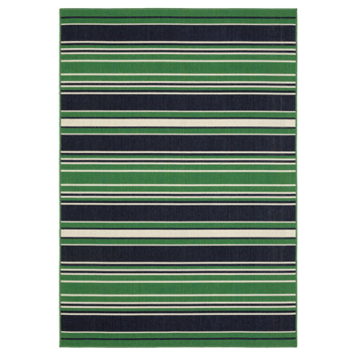 Sherley Preppy Stripe Green/ Navy Indoor-Outdoor Area Rug