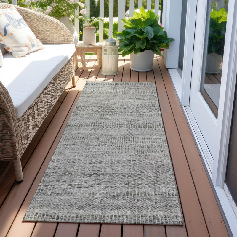 Tapis gris intérieur / extérieur lavable à la machine Claudian ACN1634, Tapis de couloir 2 pi 3 po x 7 pi 6 po