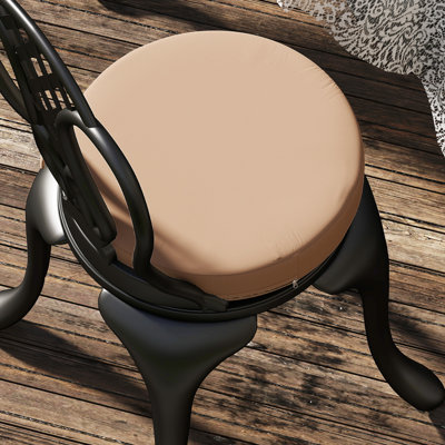 Outdoor Chair Cushions Set of 4 with Machine Washable Cover, Thick Round Seat Cushions for Patio Furniture with Ties, Chair Pads for Dining Chairs Bistro Chairs, 15" x 15" x 3"