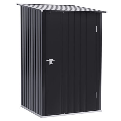 Armoire de jardin en métal galvanisé de 1 m x 1 m, porte verrouillable, gris foncé, idéale pour le jardin, le garage, la terrasse ou la pelouse. Coffre à outils de jardinage, 1 m, métal.