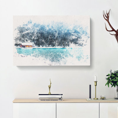 Lake Louise In Banff Canada Watercolour - Wrapped Canvas Print