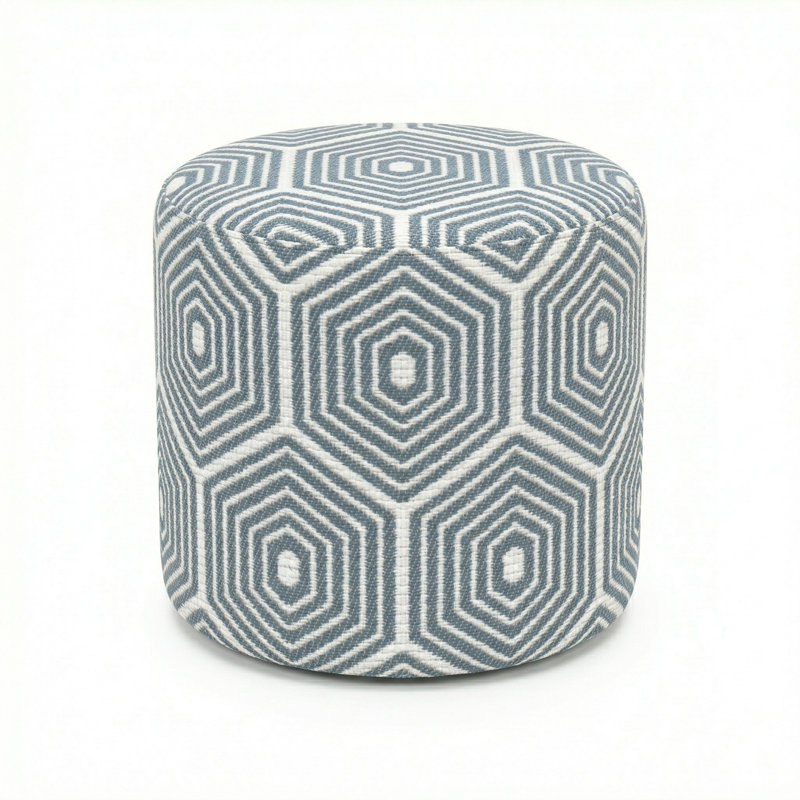 Pouf rond 18 "Lily Gardens, Bleu ciel