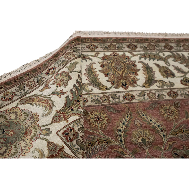 Hand Knotted Wool Oriental Area Rug in Rust And Ivory