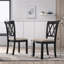 Ensemble de salle à manger 7 pièces: table en épingle à cheveux et 6 chaises à dossier croisé, noir riche-299418496