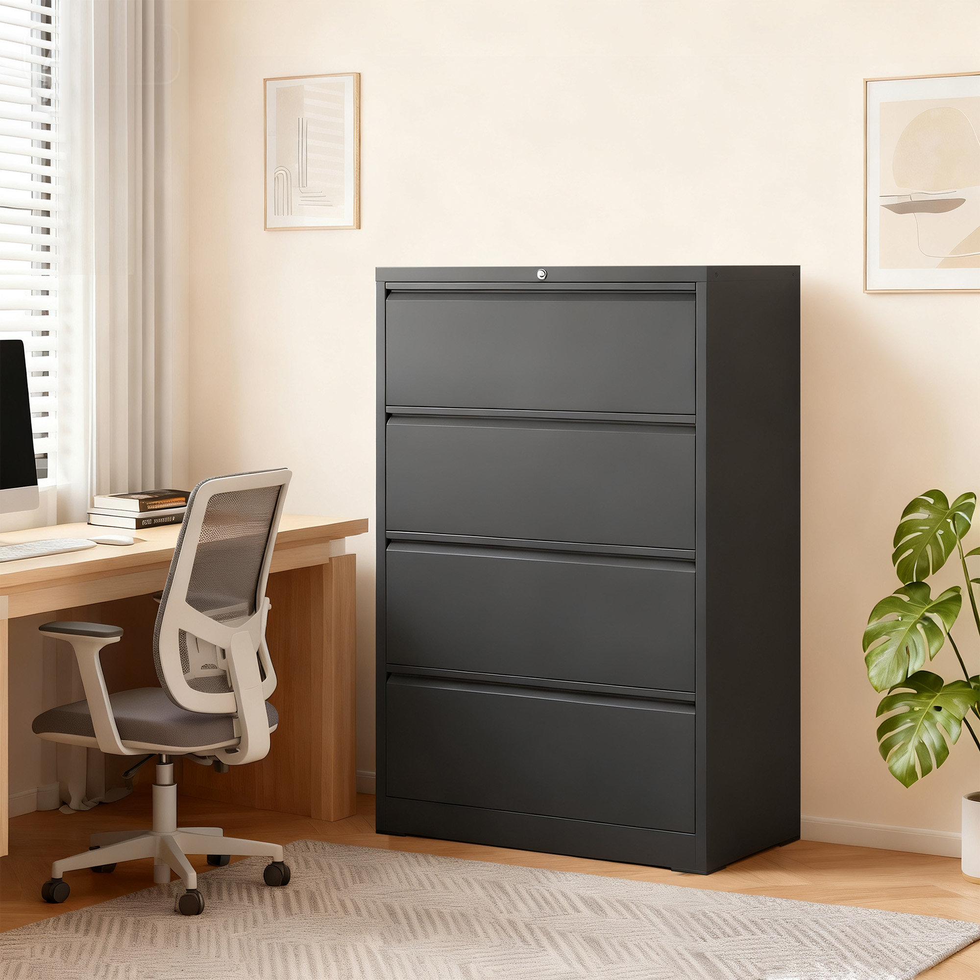 Inbox Zero 4-Drawer Lateral Metal File Cabinet, High-Volume Heavy Duty ...