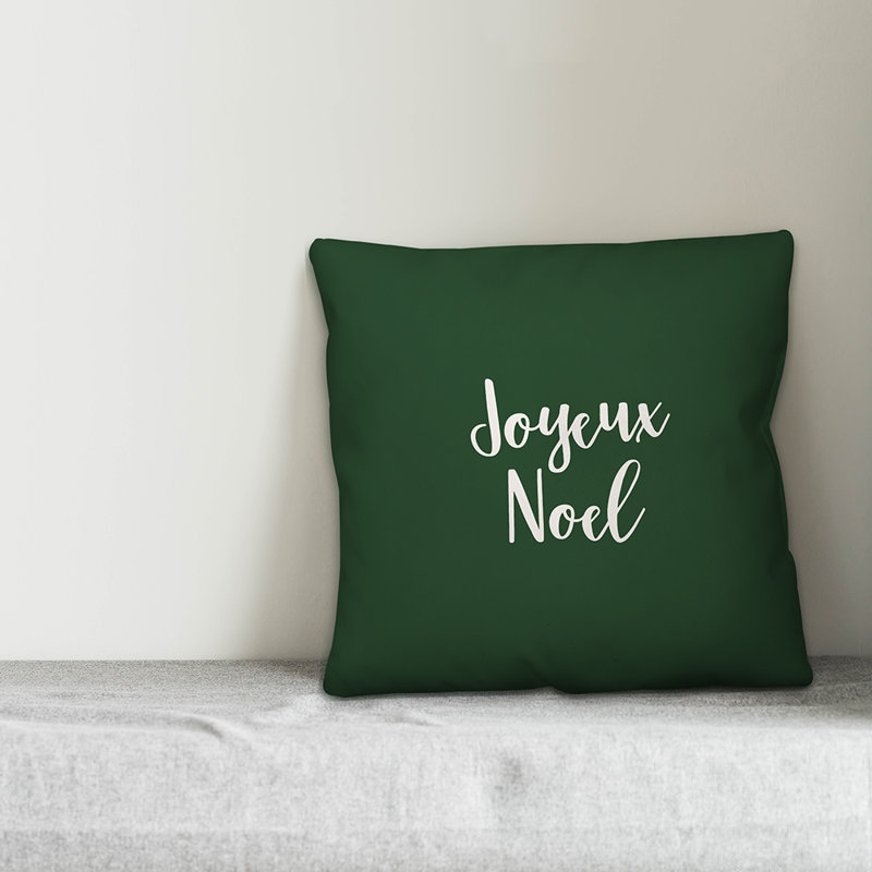  Housse de coussin Joyeux Noel, Vert foncé, Coussin décoratif