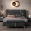 Ensemble de chambre à coucher 2 pièces, lit plateforme tapissier avec système de rangement hydraulique, repose-pieds de rangement avec pieds en métal-1169230153-1169230155
