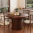 43.3"-59" Round Extendable Dining Table for 4-6, Oval Kitchen Dining  Table with Storage, Pedestal Dining Table-819961056