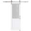Porte de grange coulissante en verre givré 80 po H 80 po avec quincaillerie nickelée (aucun assemblage requis)-100928102