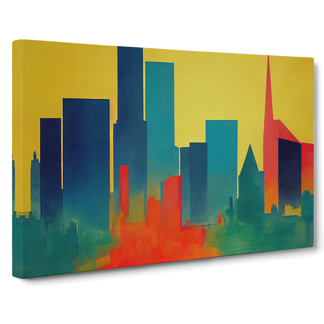 Radiant Skyscraper Skyline Abstract - Wrapped Canvas Graphic Art