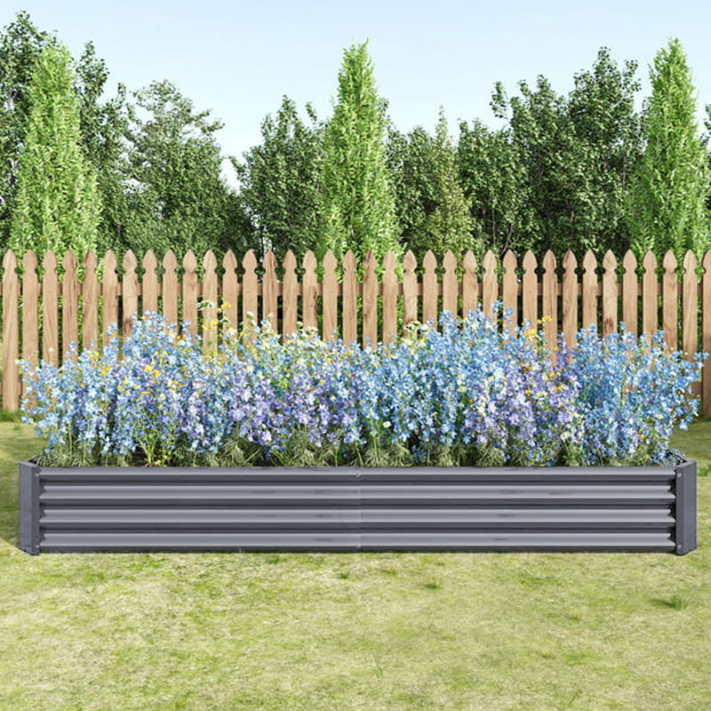 Brandessa Raised Planter Box: Soil Protection & Effortless Growing, Gray, 30cm H x 240cm W x 90cm D