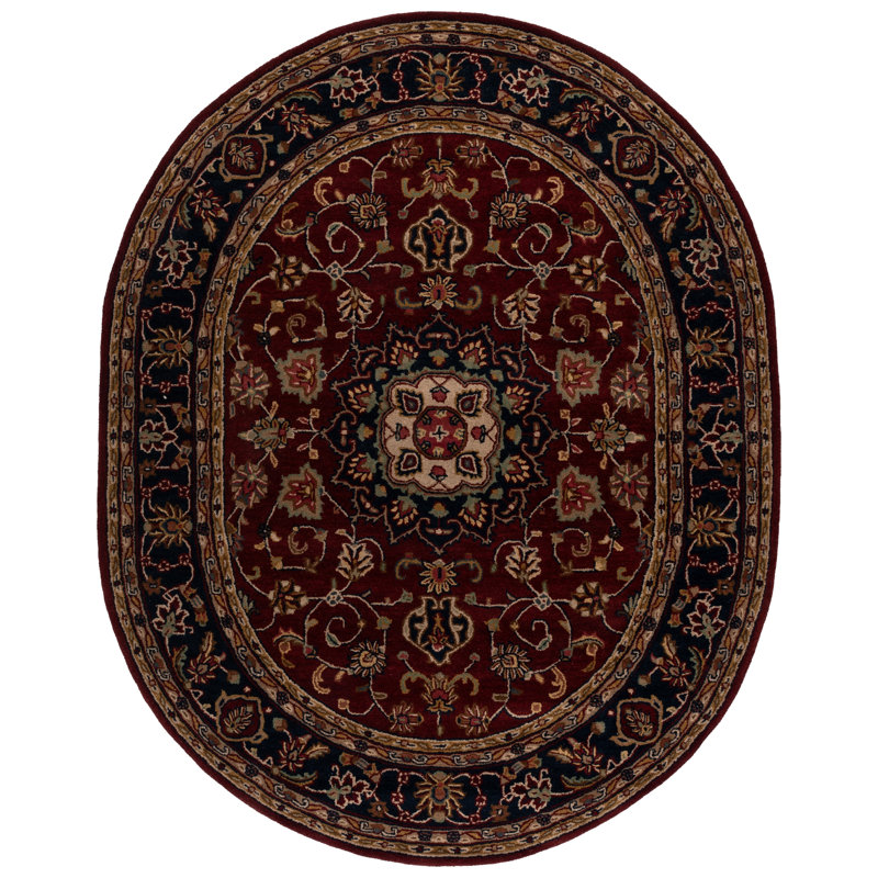 Mcauliffe Hand Tufted Wool Oriental Rug, Oval 7'6" x 9'6" 