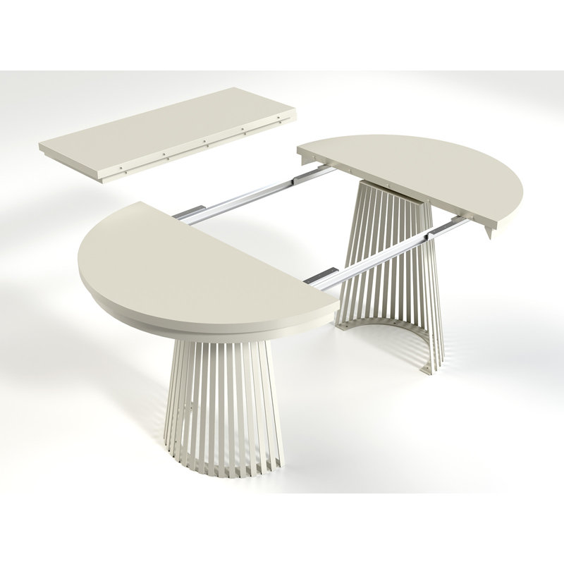 Extendable Metal Base Dining Table, White, Artisan