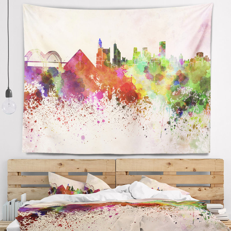 Memphis skyline tapisserie Cityscape, H 32 po x l 39 po