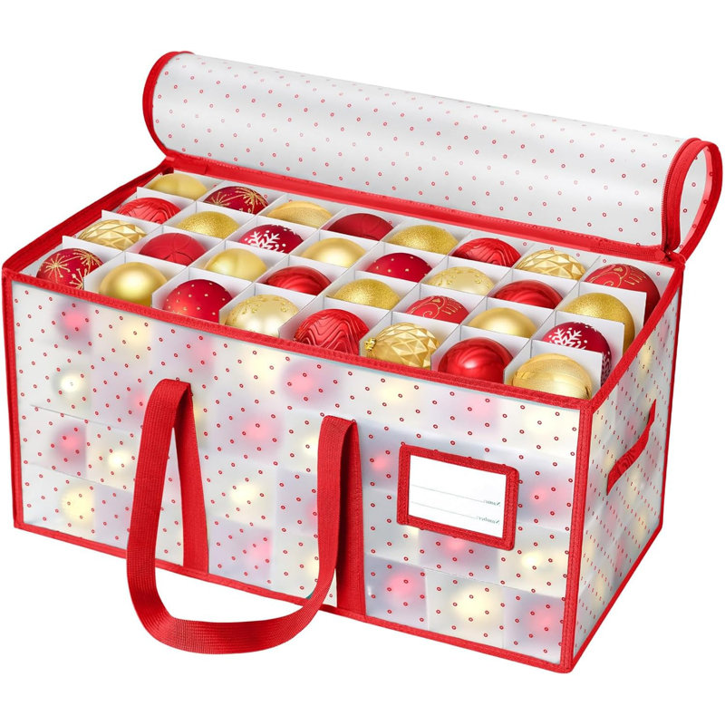 Red-edged Plastic Christmas Ornament Storage Organizer Box