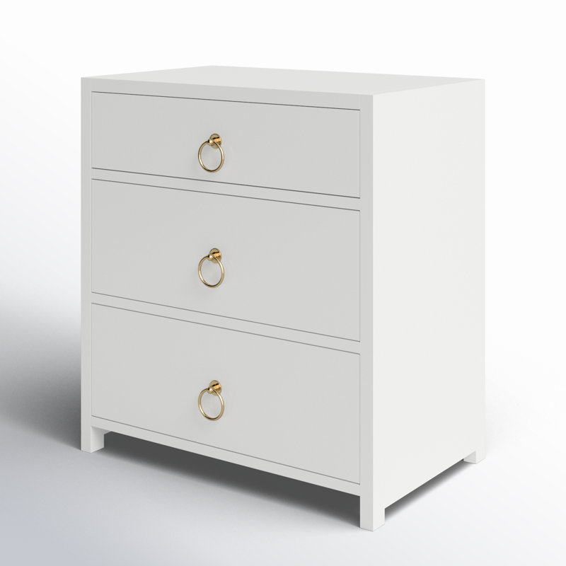 Lark 3 Drawer Nightstand, White