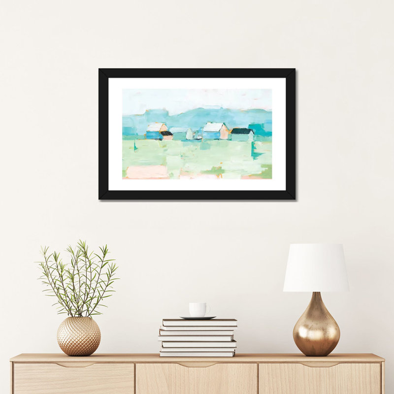 "Rurale pastel I" par Ethan Harper - reproduction d'art, H 16 po x l 24 po x P 1 po, Papier encadré noir, Blanc