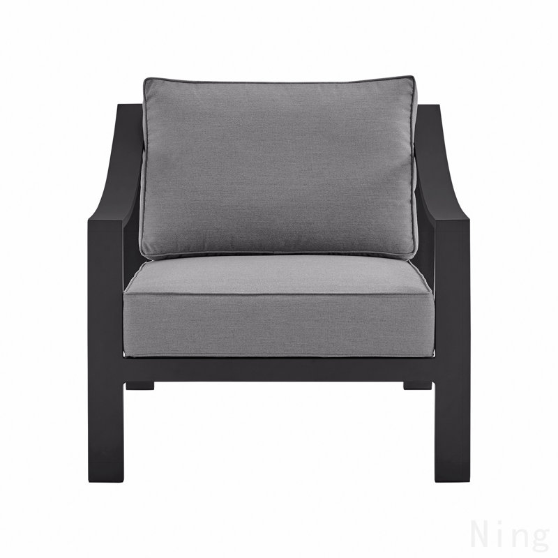 Chaise d'extérieur en aluminium noir et gris foncé