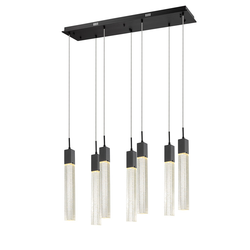 Original Glacier 7 - Light Pendant, Bubbled Glacier K9, Black