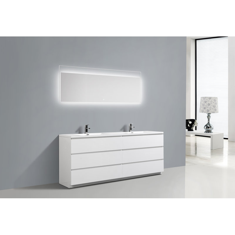 Ensemble de meuble-lavabo double 84 po Bobijo, Blanc très luisant