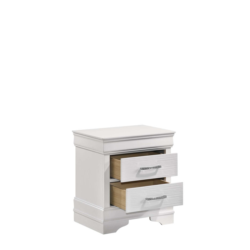 Table de chevet 2 tiroirs de style moderne en bois blanc