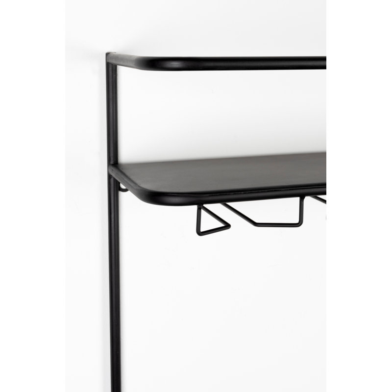 Guuji 10 Bottle Floor Wine Bottle & Glass Rack in Black/Natural