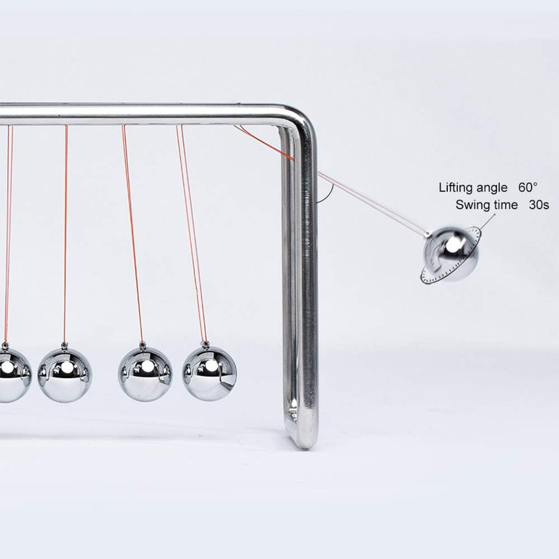 Pendule de berceau Newtons avec 7 balles, balançoire à balançoire classique de Newton, 30+ de sec, gadget de science physique, jouets de bureau, gadgets de bureau pour les décorations de bureau
