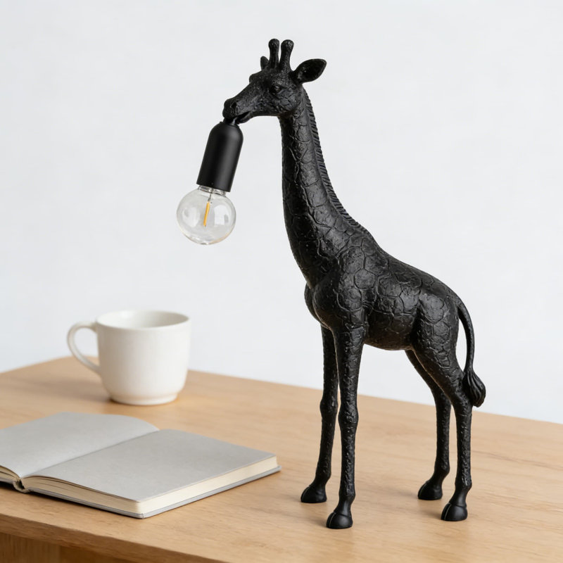 Lampe de table girafe avec ampoule à DEL, veilleuse fantaisie en résine pour chambre à coucher, salon et bureau