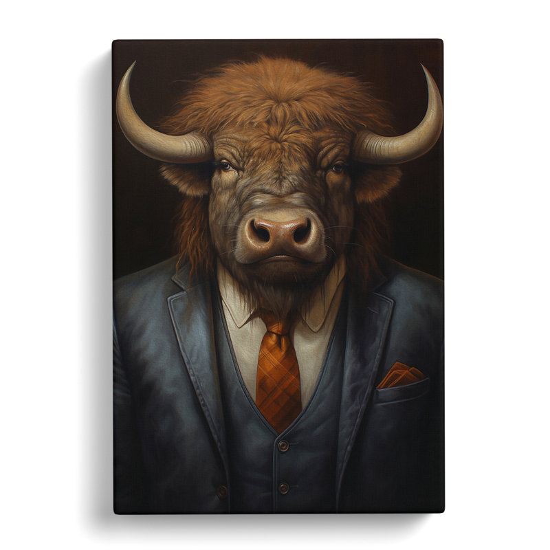 Buffalo In A Suit No.5 - Print on Canvas, 76cm H x 50cm W x 3cm D