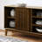 47.3" Sideboard Buffet Cabinet With Storage, Farmhouse Fluted Sideboard With 2 Doors & Solid Wood Feet, TV Media Console, Storage Cabinet For Kitchen Dining Living Room Entryway Hallway