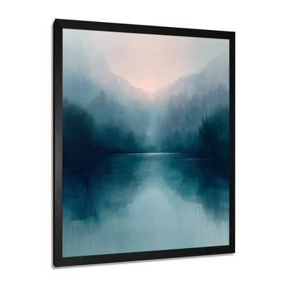 Monochromes gris, bleu, pluie, montagne, hiver, jours II - lac, art mural, salon