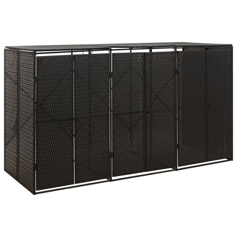 Remise à ordures en rotin traditionnel l 6,79 pi. X P 2,63 pi., Noir