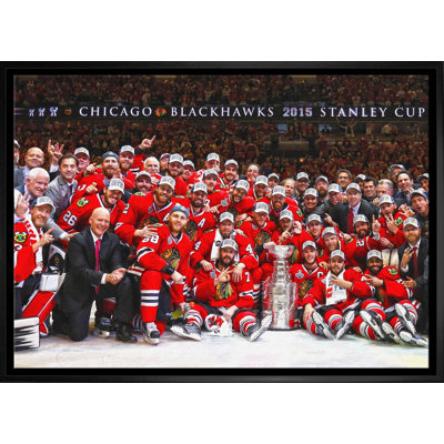 Chicago Blackhawks 20 x 29, toile encadrée 2015, coupe Stanley