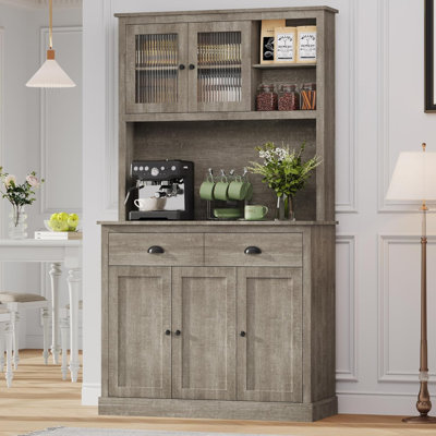 Farmhouse Kitchen Pantry with Drawers & Adjustable Shelves, 71 Inch Tall Freestanding Pantry Storage Cabinet, Coffee Bar Hutch Cabinet for Kitchen, Di by Lark Manor