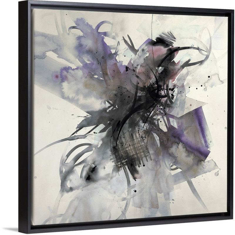 « spring élingue ii », peinture sur toile, H 21,7 po x l 21,7 po x P 1,75 po, Cadre flottant noir