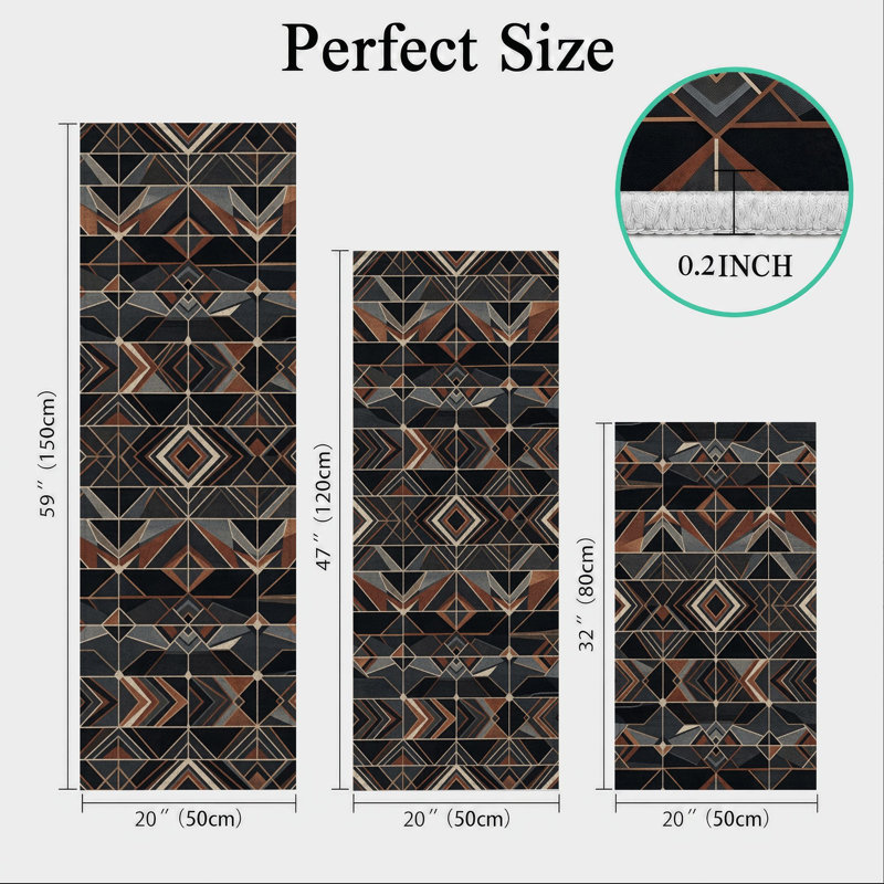 Geometric Pattern Non-Slip Washable Kitchen Mats