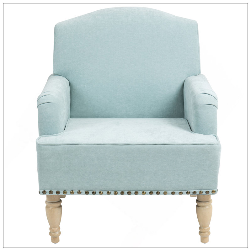 Comfortable Upholstered Armchair With Sturdy Wooden Legs For Various Rooms, Sage