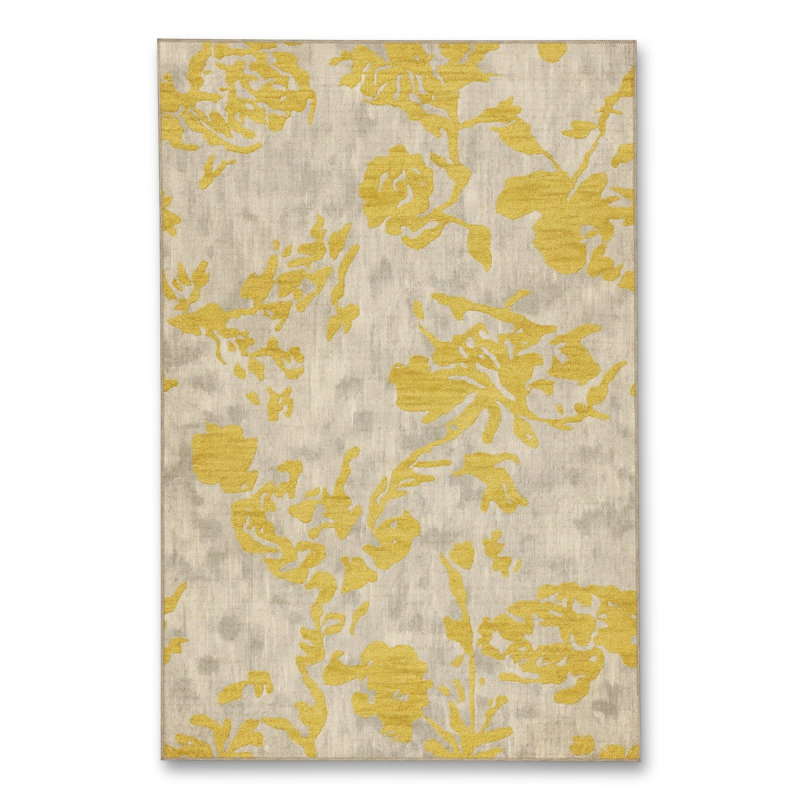 Tapis vert tissé à motif lavable Mosso, 3'3" x 9'10"