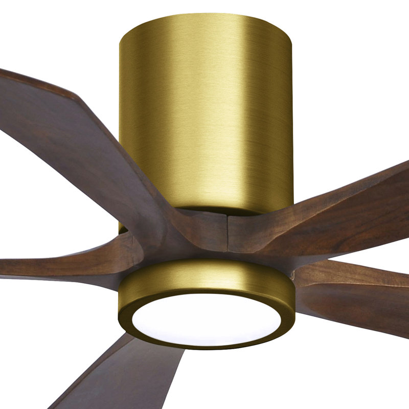 Ventilateur de plafond à 5 pales DEL avec ensemble d'éclairage inclus Irene, Laiton brossé, 42", Ton noyer