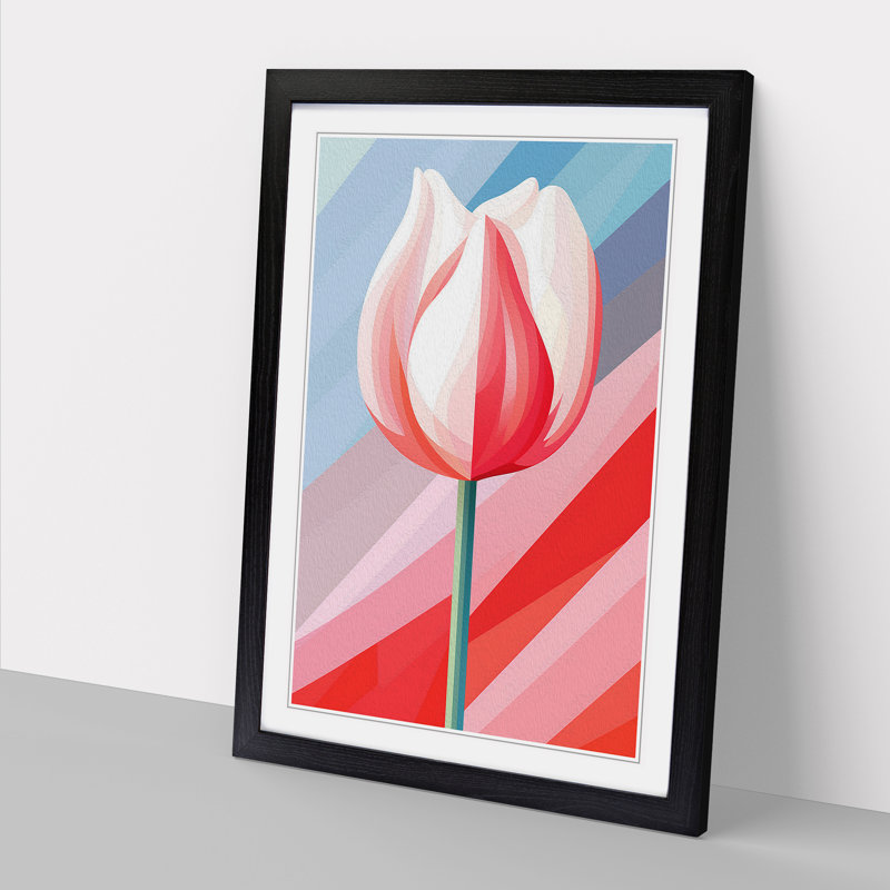 Tulip Flower Op - Framed Print, Black , 64cm H x 46cm W x 2cm D