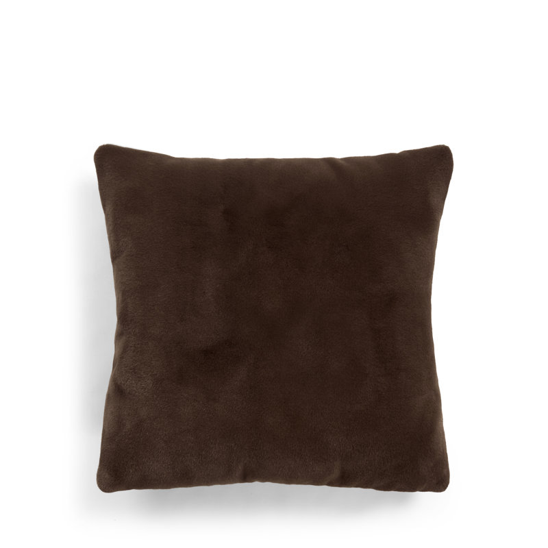 Furry Square Cushion, Chocolate