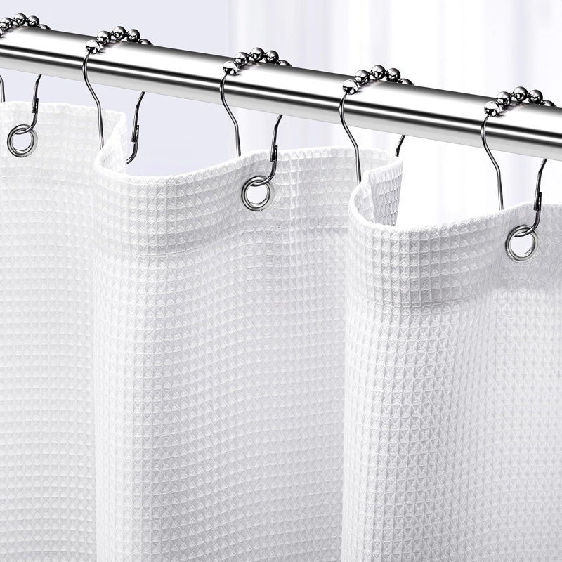 Hotel Style Waffle Design Shower Curtain - Water Repellent Polyester Fabric Bathroom Shower Curtain With Rust-Resistant Grommets For Easy Installation