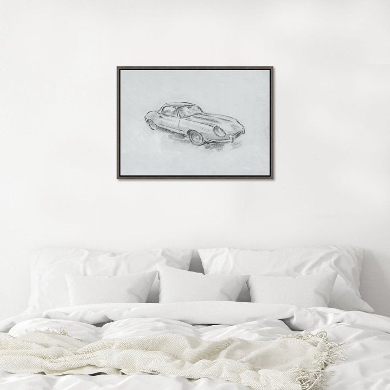 Graphite Cars II Painting by Richard Ryder, 37.75" H x 52.75" W x 1.5" D, Glass Coat