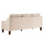 Revêtement en velours taupe rembourré 3 pièces, structure, pieds en bois, chambre à coucher contemporaine 3 places avec accoudoirs arrondis, revêtement et structure de soutien-239827464-239827477-239827479