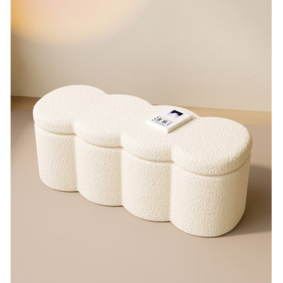 Ins-Style Cloud-Shaped Lambwool Solid Wood Storage Ottoman